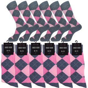 12 PAIRS PINK GREY GROOMSMEN WEDDING ARGYLE SOCKS